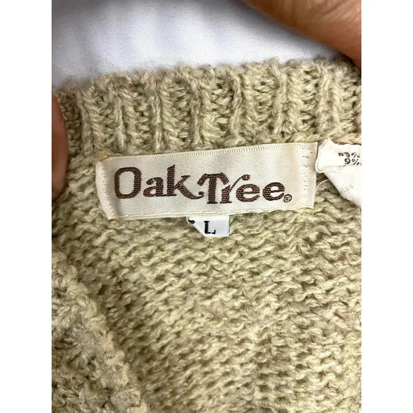 VTG Oak Tree Acrylic Chunky 90s Sweater Men's LARGE Retro Casual V-Neck - Picture 3 of 11